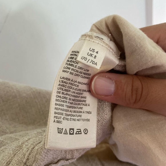 Free People Womens Sand Lyla Linen Wide Leg Trousers Pants Size 4 - Picture 8 of 9